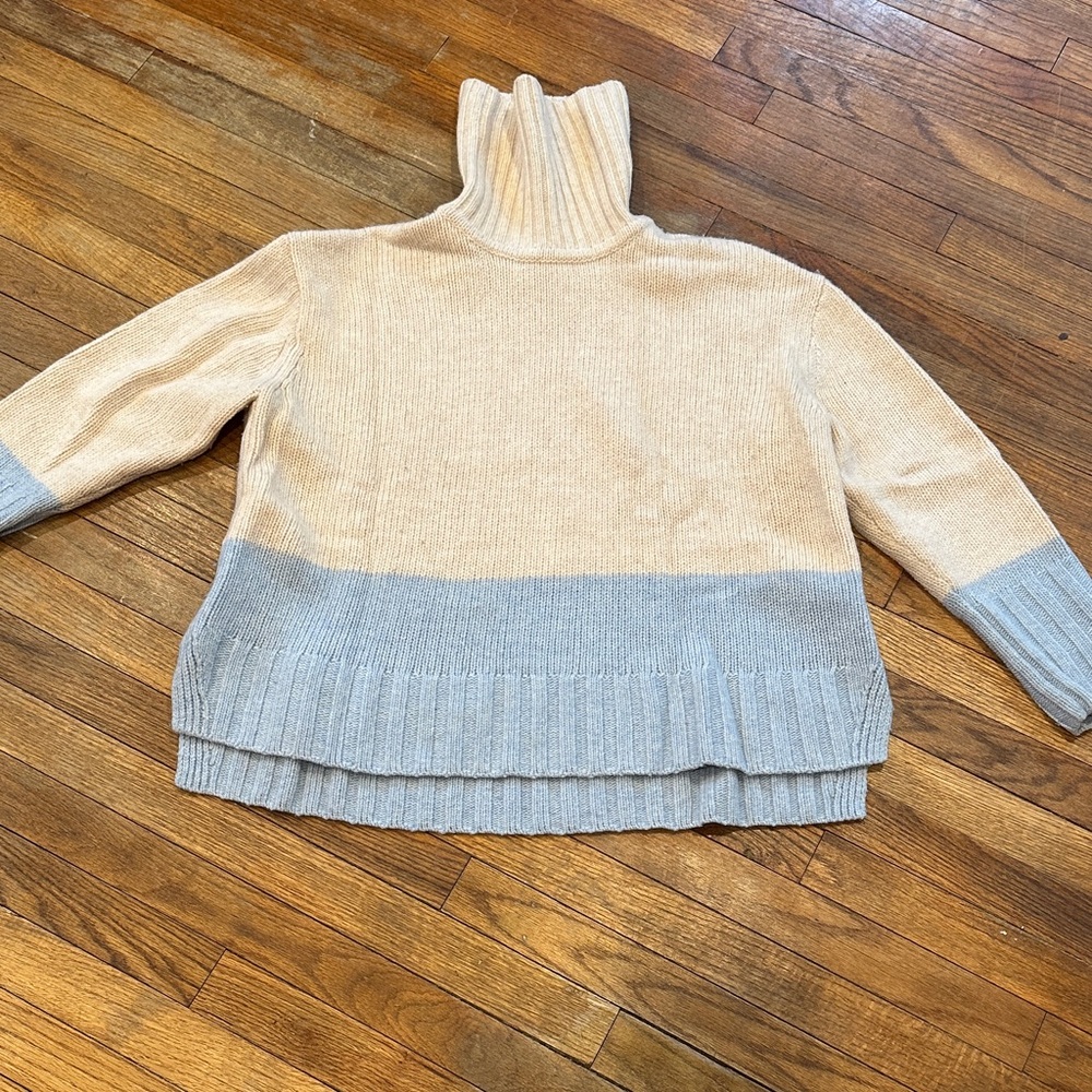 Cozy Two-Tone Turtleneck Sweater